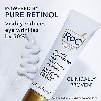 RoC Retinol Correxion Eye Cream Mini for Dark Circles & Puffiness, Daily Wrinkle Cream, Anti Aging Line Smoothing Skin Care Treatment, .25 oz - Image 3