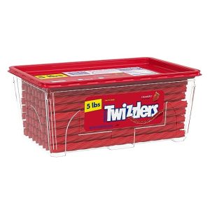 TWIZZLERS Twists Strawberry Flavored Licorice Style, Low Fat Candy Tub, 5 lb